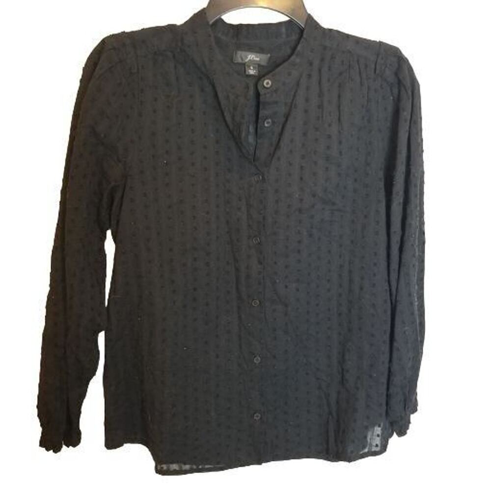 J. Crew Womens Swiss Dot Cotton Shirt S Classic Preppy Minimalist Timeless Black